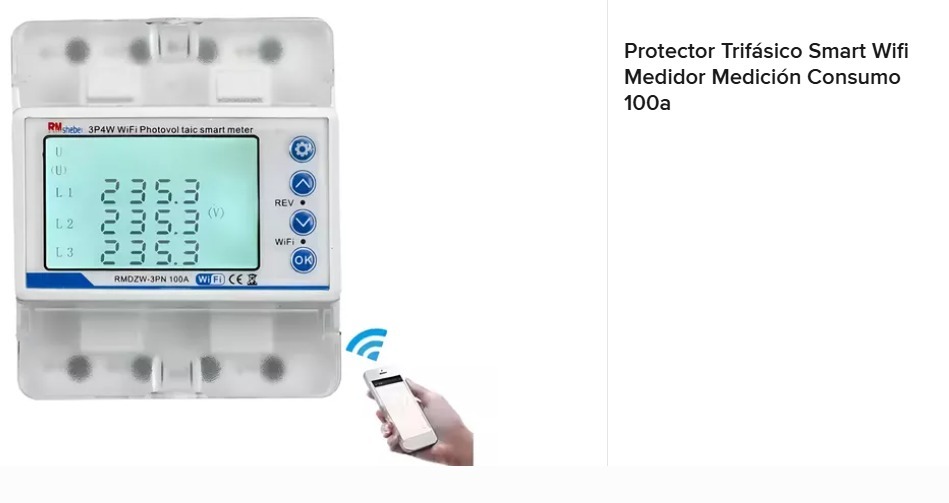PROTECTOR TRIFASICO SMART WIFI MEDIDOR