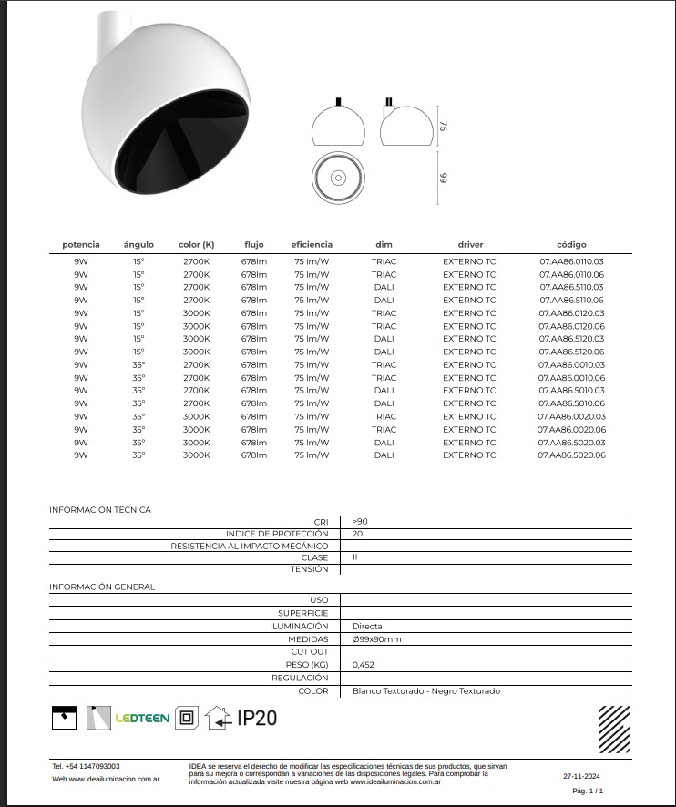 BOMBU CABEZAL X 3 IDEA DIM TRIAC