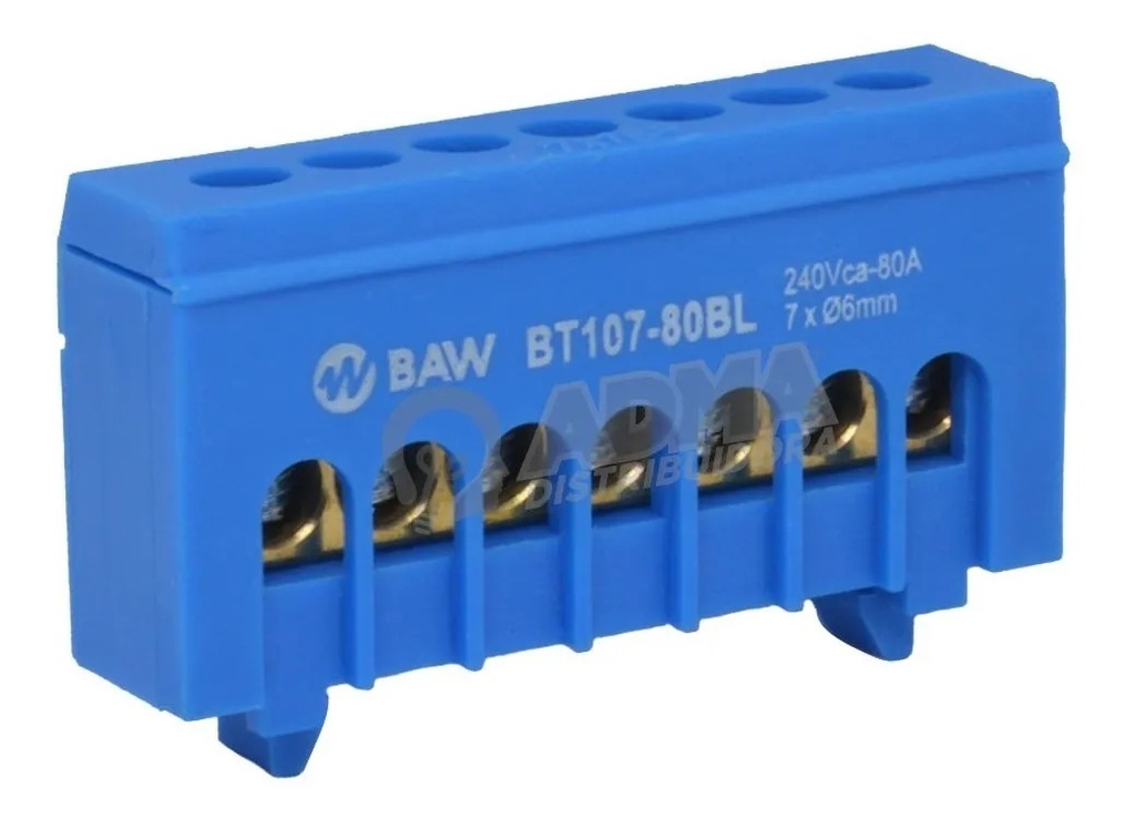BORNERA DISTRIBUIDORA BAW BARRA RIEL DIN 7 CONTACTOS COLORES